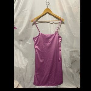 Adidas "2000s Luxe" Pink satin Slip dress M rhinestone logo Midi Clubbing